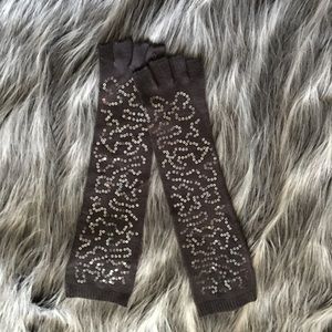 Sparkly Gray Fingerless Gloves